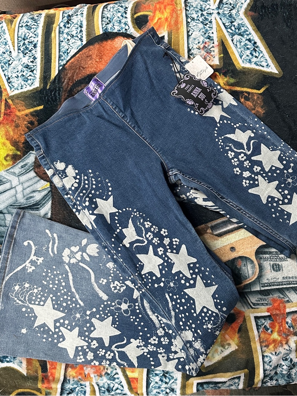FP x Anna Sui Penny Pull-On Printed Flare Jeans